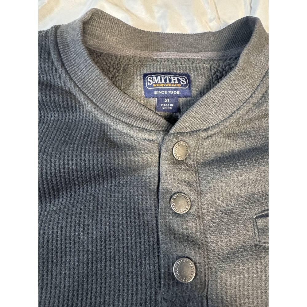 Smiths Workwear Gray Waffle Sherpa Thermal Insulated Shirt, Men's XL